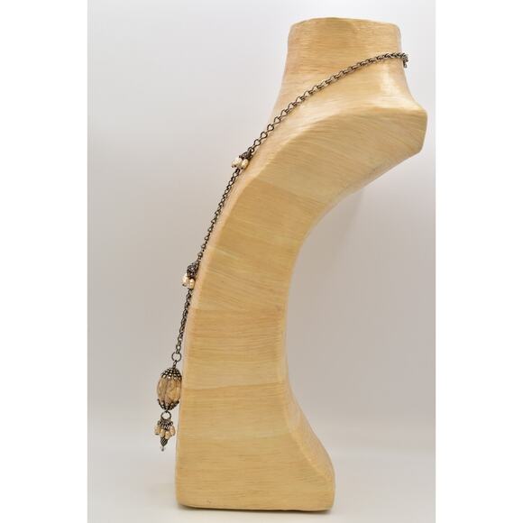 Sorrelli Vintage Pearl Tassel Necklace Tassel Cluster Pendant Silver Chain Bin6B - Picture 11 of 12